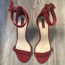 Forever 21  Sexy Red High Heels w/ Adjustable Strap - Size 8.5 - 3.25” Heel