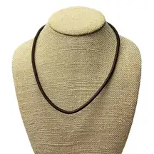 14k Gold Clasp Dark Brown Cord Choker Adjustable Necklace Unisex Minimalist