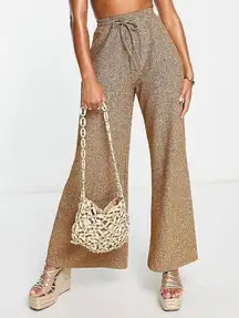 South Beach oversized metallic beach pants in gold