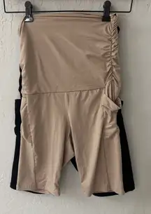 Maternity Stretch Biker Shorts Set of 2 Pockets Black Nude Small