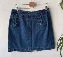 Retro Ralph Lauren Button Front Denim Mini Skirt - Size 14