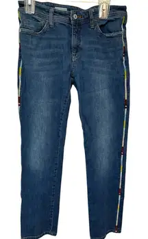 Pilcro Slim Boyfriend Crop Jeans Embroidered Side Stripe