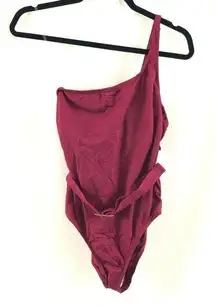 Shade & Shore One Piece Swimsuit One Shoulder Belted Medium Coverage Red Size S
