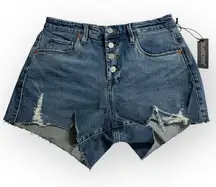 Blank NYC The Barrow Jean Shorts Women's 28 Blue Vintage High Rise Raw Hem NWT