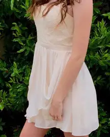 Melissa Sweet Ivory Ruched Mini Dress Silk Skirt Size 4