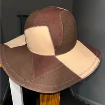 Jessica Simpson Patchwork Hat - Brown and Cream