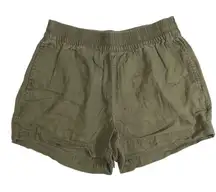Old Navy Womens Comfort Waistband Linen Shorts Pull On Elastic Waist Olive Small