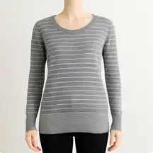 GAP Womens XS Gray White Striped Boatneck Sweater Merino Wool Blend‎ Neutral