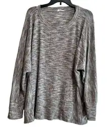 Westbound Women’s Gray Ribbed Long Sleeve Blouse 1X