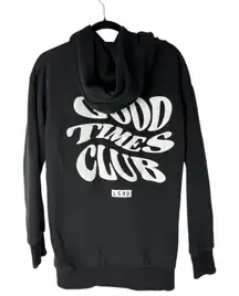 LSKD Good Times Club Hoodie Black White Graphic Pullover Women Size 3XS