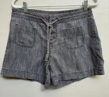 Level 99 Anthropologie Shorts Gray Linen Button‎ Front Pockets Women's Size 26