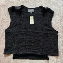 Sunday‎ In Brooklyn Black Sleeveless Tank Ruffles Top Size One Size