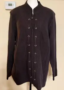 VTG Susan Bristol Brown 100% Boiled Wool Full Zip Sweater Jacket | Women's 2x