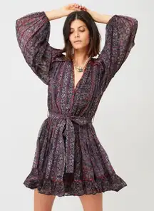 Ulla Johnson Eleni‎ Floral Silk Minidress in Twilight