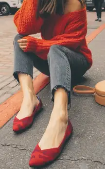 NWB Rothy's The Point Knit Washable Pointed Toe Flat Red Camo size 11