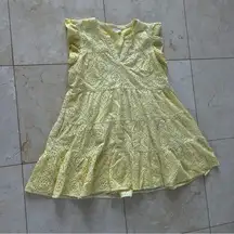 Roller Rabbit Like New Yellow Eyelit Shift Dress Sz XL