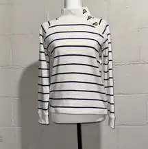 Crewcuts NavyBlue and White Stripes Mock Neck Sweater Top Size L