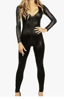 Tipsy Elves Catsuit Oil Slick Halloween Costume Black Jumpsuit Adult Size M Zip