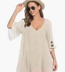 Ekouaer Swim Cover Up Beach Swimwear Casual Loose Sun Dress S