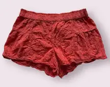 Anthropologie Cotton Lace Eyelet Salmon Pink Orange Shorts XS