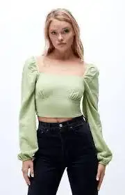 LA Hearts Green Top Crop PacSun