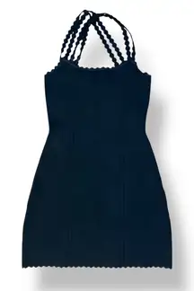 Victoria‎ Beckham Black Scalloped Strap Mini Dress Size 2