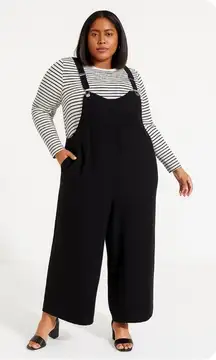 Soncy Black Jumpsuit with Suspenders Size 2 (Soncy size) Equals Size 18 - 20 NWT