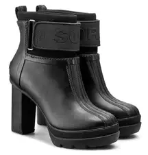 Sorel Medina LII Heeled Rain Boot 10.5 Black On Black