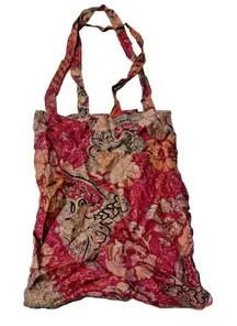 Vintage Handmade Silk Small Bag‎ Purse Red Paisley Floral Reversible Travel Boho