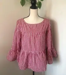 NEW Stevie Hender Gingham Peplum Blouse