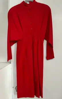 Vintage Harve Benard Wool Dress Funnel Neck Long Sleeve Red Career Size‎ 4