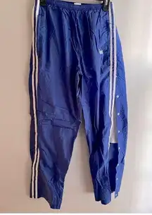 ASICS Retro Tear Away Nylon Pants Royal Blue with White Side Stripes Small