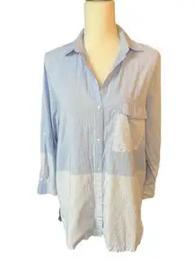 Zara basic collection blue stripe button down dress shirt casual preppy neutral