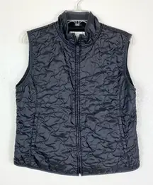 Prospirit Black Squiggly Stitched Quilted Zip Up Vest