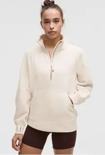 Lululemon Scuba Oversized Funnel Neck Half Neck Half Zip Heathered Light Ivory
