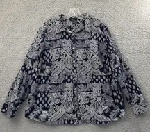 Chaps Button Up Shirt‎ Paisley Mixed Print 100% Cotton Western Boho Women's 2X