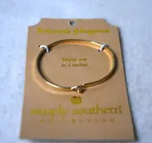 NWT Simply Southern "Your One In A Melon" Statement Gold Tone 5" Bangle Bracelet
