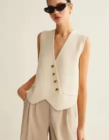 Commense Asymmetrical Button Sweater Vest size medium