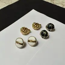 Lot Of 3 Gold Tone Clip On Mix 1 Signed Avon