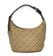 Dooney & Bourke Signature Diamond Jacquard Small Hobo Bucket Bag Shoulder Purse