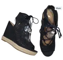#157 WEDGE Suede Lace Up  Sandals