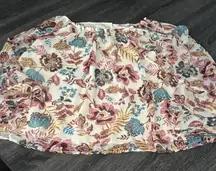 LOFT Floral Mini Skirt in Cream, Pink, and Blue