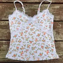 Charlotte Russe Babydoll Camisole Lace Trim Floral Feminine Cute Y2K Tank Top|SM