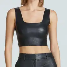 Commando Crop Top Womens M Black Faux Leather Raw Cut Edges Tank Top