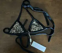 NWT Issa de Mar Triangle Black Tie Halter Swim Bikini Top XS
