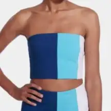 STAUD Dakota‎ Tube Top NWT Colorblock Strapless Crop Twilight & Amalfi White XL