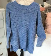 Chenille Textured Sweater Periwinkle Blue Soft Comfy Womens Small New Oversized