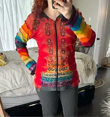 The Collection Royal Women’s Medium Patchwork Boho Aztec Zip Up Jacket