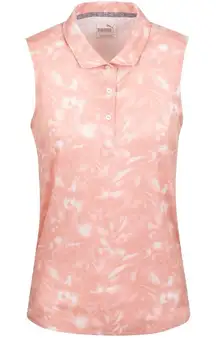 Puma Womens Flower Sleeveless Golf Tennis Outdoor Polo Bridal Rose Size Medium