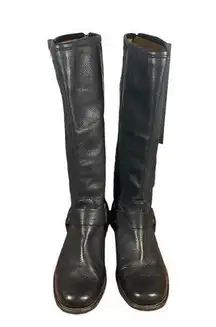 Frye  Black Leather Tall Back Zipper Phillip Harness Tall Boots Women Sz 6